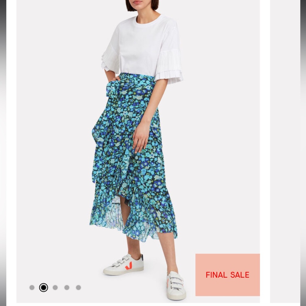 Ganni Floral Mesh Wrap Skirt, Danish size 36 (US 4)